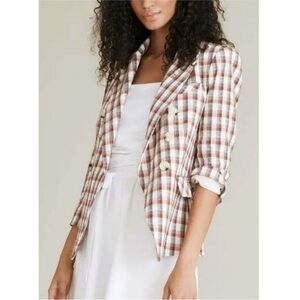 JOIE, New, Anilah Spice Plaid Empire Double Breasted Blazer Jacket Size Large